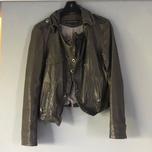 Andrew Marc Leather Jacket in Gray